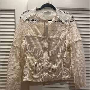 Vintage White lace and faux leather jacket